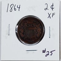 1864  Two Cent   XF