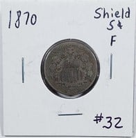 1870  Shield Nickel   F