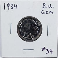 1934  Buffalo Nickel   Gem BU