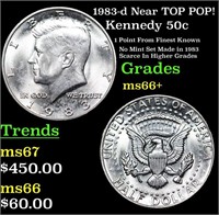 1983-d Kennedy Half Dollar Near TOP POP! 50c Grade