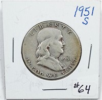 1951-S  Franklin Half Dollar   VG