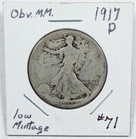 1917-D  Obv  Walking Linerty Half Dollar   G