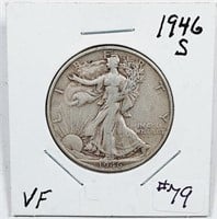 1946-S  Walking Liberty Half Dollar   VF