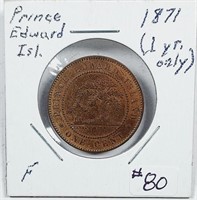 1871  Prince Edward Island  One Cent   F