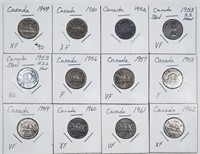 Lot of 12  Canada  5 Cents   1949 - 1962
