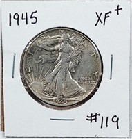 1945  Walking Liberty Half Dollar   XF+