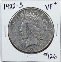 1922-S  Peace Dollar   VF+