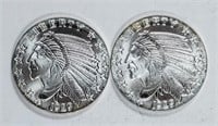 2  Golden State Mint  1 troy oz .999 silver rounds