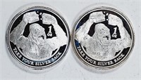 2  Silverback Precious Metals 1 oz .999 silver rds