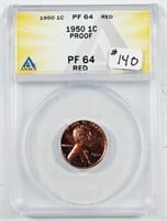 1950  Lincoln Cent   ANACS PF-64 Red