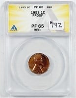 1953  Lincoln Cent   ANACS PF-65 Red