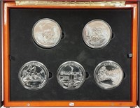 Set of 5  2011 ATB  5 oz silver in wodden display