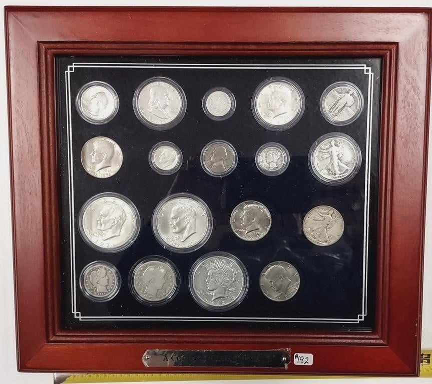 A Century of 18 US. Silver Coins in Wooden case