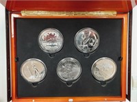 Set of 5  2013 ATB  5 oz silver in wooden display