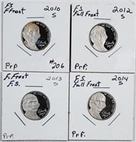 4  Obv Frost, Full Step  Jefferson Nickels  Proof