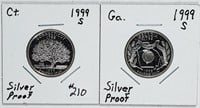 199-S  GA & CT  State Quarters  Silver Proofs