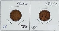 1925-D & 1925-S  Lincoln Cents   XF