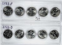 2022 P&D  10 coin  US. Quarter sets