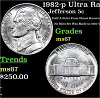 1982-p Jefferson Nickel Ultra Rare Near TOP POP! 5