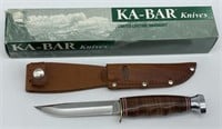KA-BAR Fixed Blde Knife W/ Leather Sheath &