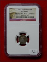 1853 Seated Liberty Silver Half Dime NGC Genuine