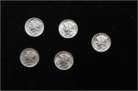 Lot of Five Coins - 1919-p, 1937-s, 1938-s, 1942-p