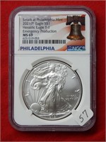 2021 (P) American Eagle T1 NGC MS69 1 Ounce Silver