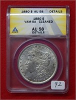 1880 Morgan Silver Dollar ANACS AU58 Details