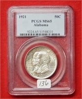 1921 Alabama Silver Commem Half Dollar PCGS MS65