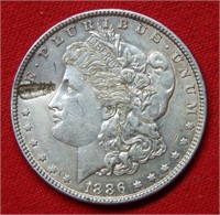 1886 Morgan Silver Dollar - Planchet Error