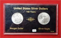 Vintage 1900 Morgan Silver Dollar & 2000 American