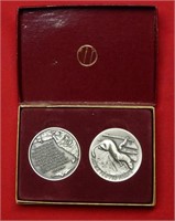 2PC Silver Wittnauer Precious Medals- Musk Ox &
