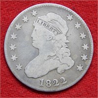 1822 Bust Silver Quarter