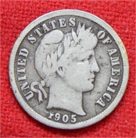 1905 S Barber Silver Dime