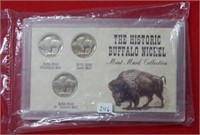 Historic Buffalo Nickel 3PC Mint Mark Collection