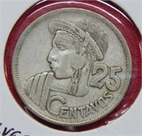 1959 Guatemala Silver 25 Centavos
