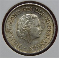 1957 Netherlands Silver 1/4 Guilder