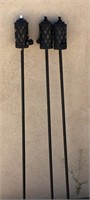 Lot Of 3 Metal Body Outdoor Tiki Torches