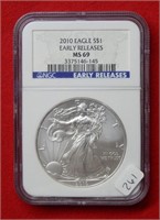 2010 American Eagle NGC MS69 1 Ounce Silver