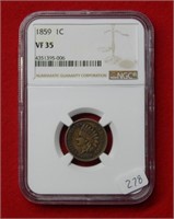 1859 Indian Head Cent NGC VF35