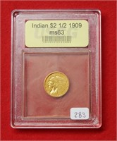 1909 Indian $2.50 Gold Coin  ***