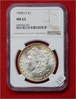 1898 O Morgan Silver Dollar NGC MS63