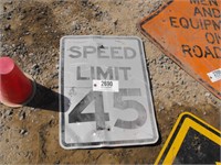 metal sign "Speed Limit 45"