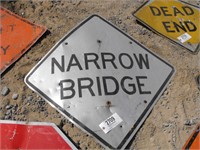 metal sign  "Narrow Bridge"