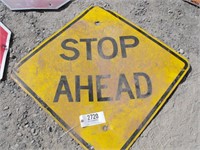 metal sign "Stop Ahead"