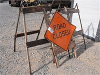 3 sign stands/1 sign "Road Closed"