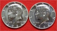 (2) 1964 Kennedy Silver Proof Half Dollars