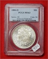 1884 O Morgan Silver Dollar PCGS MS63
