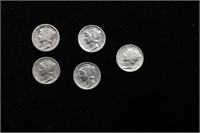 Lot of Five Coins - 1923-s, 1925-p, 1927-p, 1940-d