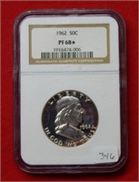 1962 Franklin Silver Half Dollar NGC PF68*